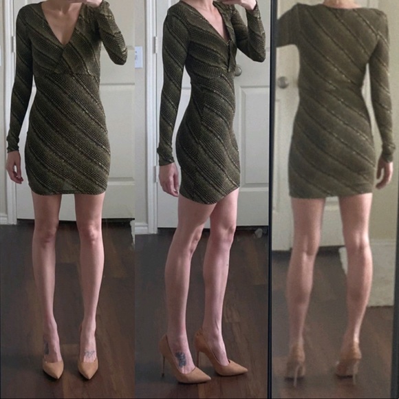 a'gaci Dresses & Skirts - Gold bronze black long sleeve dress